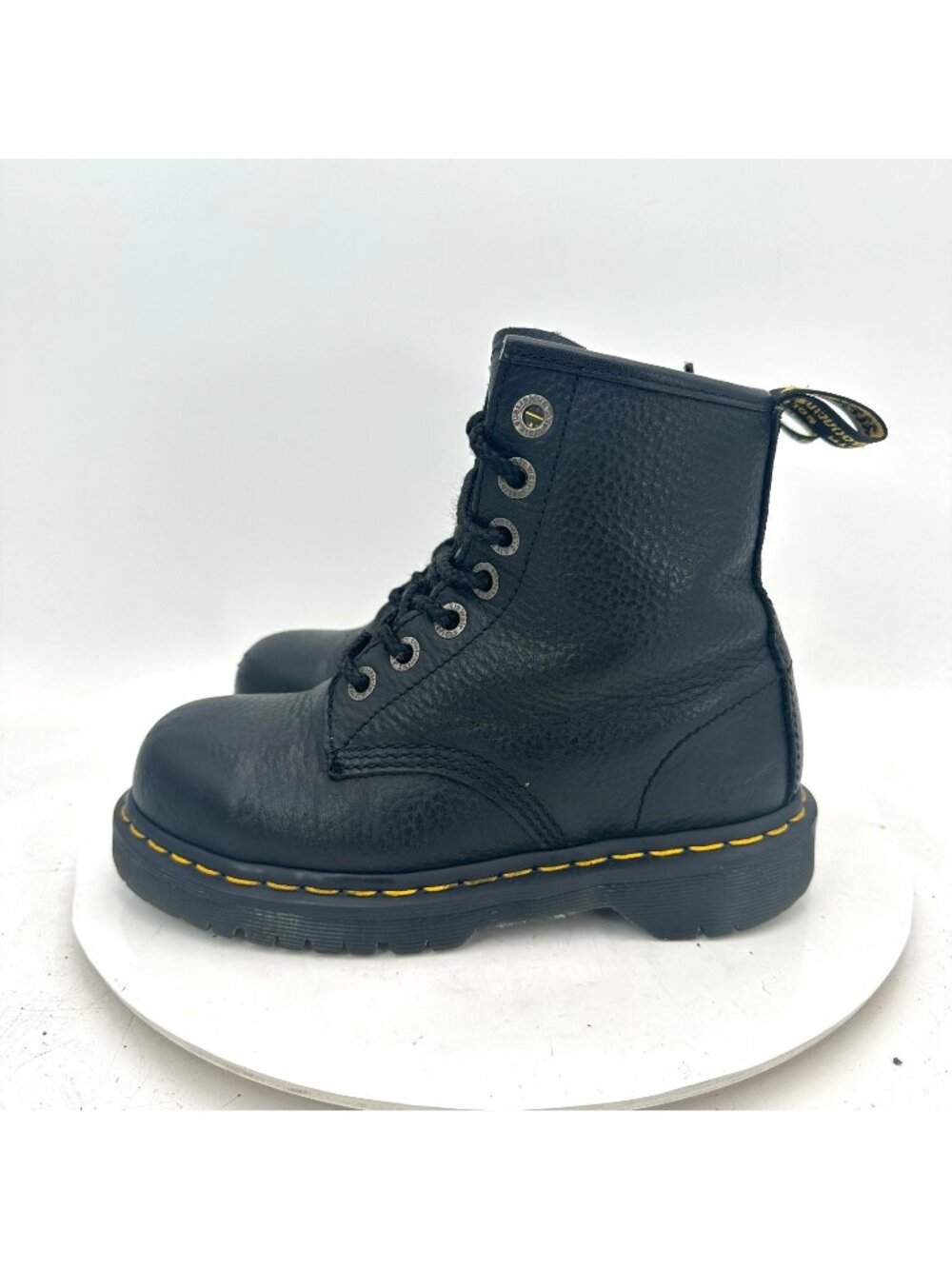 Dr. Martens Women Size 5 Black Leather 7 Hole Platfom Steel Toe Combat Boot